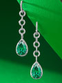 thumb 925 Sterling Silver High Carbon Diamond Pear Shaped Luxury Cluster Earring 0