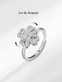 thumb 925 Sterling Silver Cubic Zirconia Flower Dainty  Can Be Rotated Band Ring 3