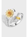 thumb 925 Sterling Silver Cubic Zirconia Flower Cute   Rotate Lettering  Band Ring 2