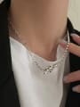 thumb 925 Sterling Silver Knot Heart Vintage Asymmetrical Chain Necklace 1