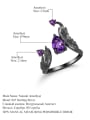 thumb 925 Sterling Silver Amethyst Water Drop Vintage Band Ring 2