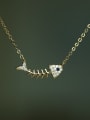 thumb 925 Sterling Silver Rhinestone Fish Dainty Necklace 2