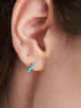 thumb 925 Sterling Silver Turquoise Geometric Vintage Huggie Earring 1