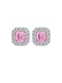 thumb 925 Sterling Silver High Carbon Diamond Square Dainty Stud Earring 3