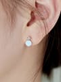 thumb 925 Sterling Silver Opal Geometric Dainty Stud Earring 2