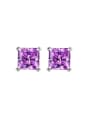 thumb 925 Sterling Silver High Carbon Diamond Square Dainty Stud Earring 3