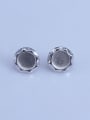 thumb 925 Sterling Silver Stud Flat Back Earring setting stone size : 8mm * 8mm 1