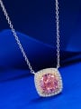 thumb 925 Sterling Silver High Carbon Diamond Square Luxury Necklace 1