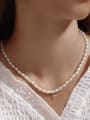 thumb 925 Sterling Silver Freshwater Pearl Geometric Trend Beaded Necklace 1