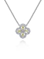 thumb 925 Sterling Silver High Carbon Diamond Flower Dainty Necklace 0