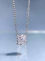 thumb 925 Sterling Silver High Carbon Diamond Square Dainty Necklace 3