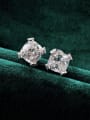 thumb 925 Sterling Silver High Carbon Diamond Square Luxury Stud Earring 0