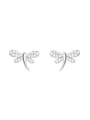 thumb 925 Sterling Silver Cubic Zirconia Dragonfly Minimalist Stud Earring 2
