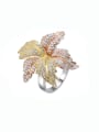 thumb 925 Sterling Silver Cubic Zirconia Flower Luxury Cocktail Ring 0