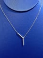thumb 925 Sterling Silver Cubic Zirconia Geometric Dainty Lariat Necklace 0