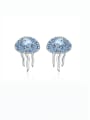 thumb 925 Sterling Silver Swiss Blue Topaz Irregular Artisan Stud Earring 2