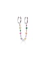 thumb 925 Sterling Silver Cubic Zirconia Multi Color Tassel Dainty Stud Earring 0