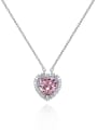 thumb 925 Sterling Silver High Carbon Diamond Pink Heart Luxury Pendant 0