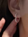 thumb 925 Sterling Silver Bead Heart Minimalist Huggie Earring 1