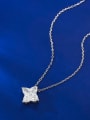 thumb 925 Sterling Silver Cubic Zirconia Four-pointed star alien  Minimalist Necklace 2