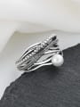 thumb 925 Sterling Silver Imitation Pearl Geometric Vintage Stackable Ring 1