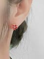 thumb 925 Sterling Silver Enamel Rotate Flower Cute Stud Earring 1