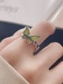 thumb 925 Sterling Silver Enamel Butterfly Vintage Band Ring 1