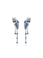 thumb 925 Sterling Silver High Carbon Diamond Blue Butterfly Luxury Drop Earring 0