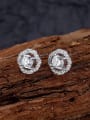 thumb 925 Sterling Silver Cubic Zirconia Geometric Dainty Stud Earring 2