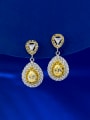 thumb 925 Sterling Silver Cubic Zirconia Water Drop Luxury Cluster Earring 0