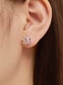 thumb 925 Sterling Silver Cubic Zirconia Geometric Dainty Stud Earring 1