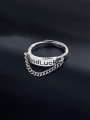 thumb 925 Sterling Silver Geometric Chain Vintage Stackable Ring 0