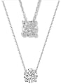 thumb 925 Sterling Silver Cubic Zirconia Geometric Dainty Necklace 0