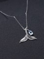 thumb 925 Sterling Silver Natural  Topaz WhaleTail  Minimalist Necklace 1