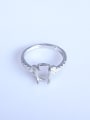 thumb 925 Sterling Silver 18K White Gold Plated Geometric Ring Setting Stone size: 7*9mm 0