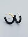 thumb 925 Sterling Silver Enamel Geometric Minimalist Hoop Earring 2