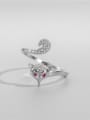 thumb 925 Sterling Silver Cubic Zirconia Fox Cute Band Ring 0