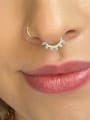 thumb 925 Sterling Silver Cubic Zirconia Geometric Dainty Nose Rings(Single-Only One) 1