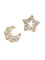thumb 925 Sterling Silver Cubic Zirconia Star Moon Dainty Stud Earring 0