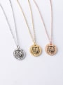 thumb Stainless steel Round Tiger Minimalist Necklace 1