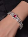 thumb 925 Sterling Silver High Carbon Diamond Red Geometric Dainty Bracelet 1