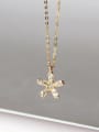 thumb 925 Sterling Silver Rhinestone Gold Flower Dainty Necklace 0
