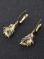thumb 925 Sterling Silver Natural Stone Feather Artisan Drop Earring 2