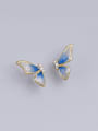 thumb 925 Sterling Silver Enamel Butterfly Dainty Stud Earring 1