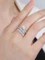 thumb 925 Sterling Silver Cubic Zirconia Feather Luxury Band Ring 1