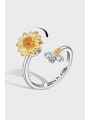 thumb 925 Sterling Silver Cubic Zirconia Sun Flower Minimalist Band Ring 0
