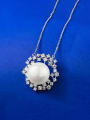 thumb 925 Sterling Silver Imitation Pearl Flower Luxury Necklace 1