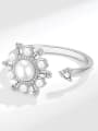 thumb 925 Sterling Silver Imitation Pearl Flower Minimalist Rotate  Band Ring 3