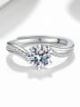 thumb 925 Sterling Silver Moissanite Flower Dainty Band Ring 2