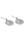 thumb 925 Sterling Silver Round Prayer Hand  Vintage Drop Earring 2